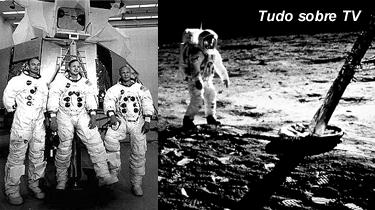 Os astronautas Neil A. Armstrong, Edwin E. Aldrin e Michael Collins chegam à Lua em 20 de Julho de 1969.